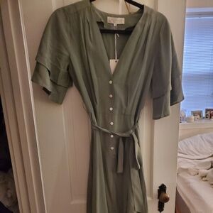 Anthropologie Kristinit Chloe dress sage silk dress small